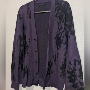 John Varvatos Star USA Men's Regal Purple Alger Printed V-Neck Cardigan Sweater